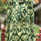 Pine Green Ikat Double Breasted Long Blazer - Shorts Set