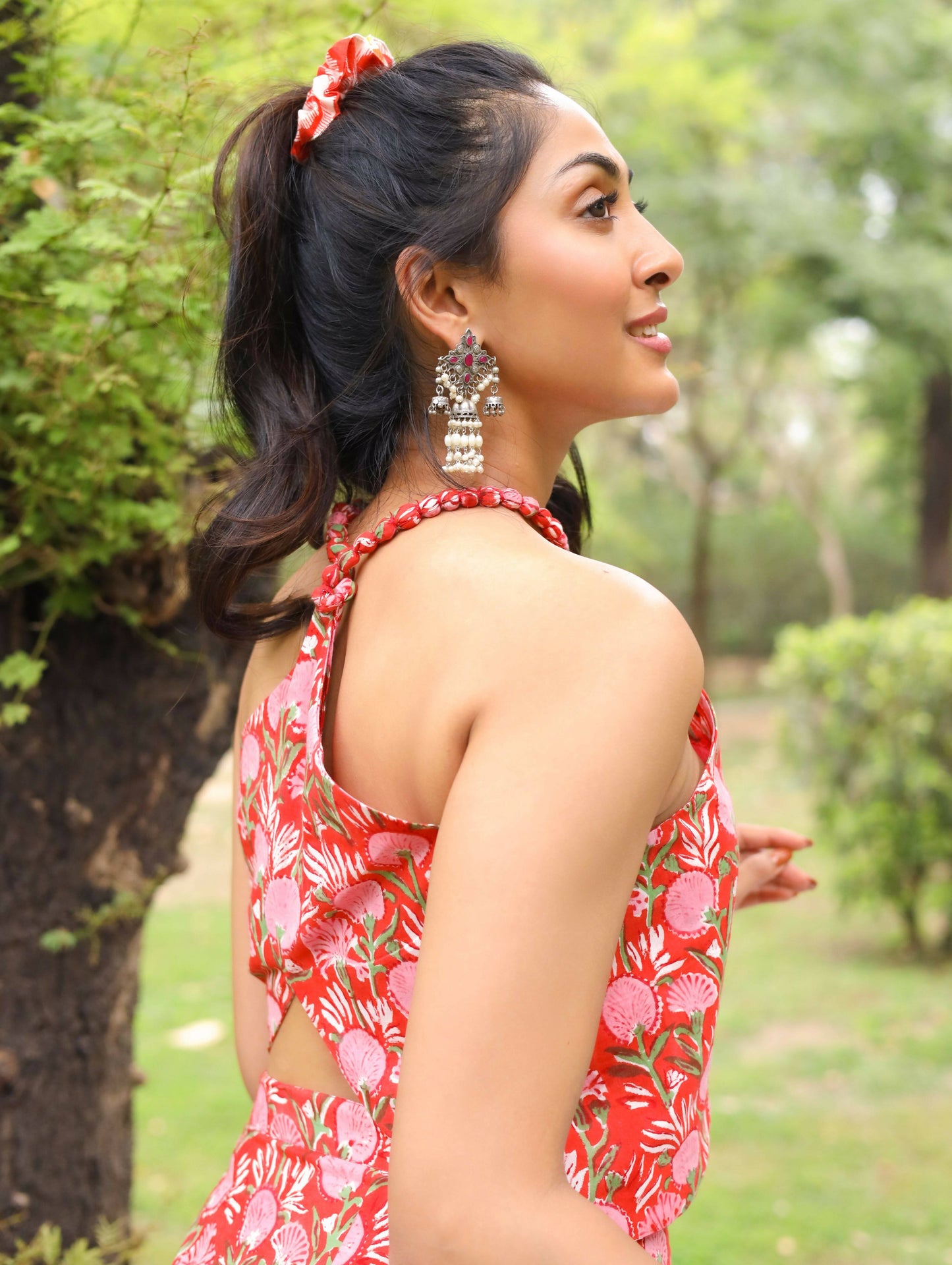 Red Crop Top & Wrap Skirt