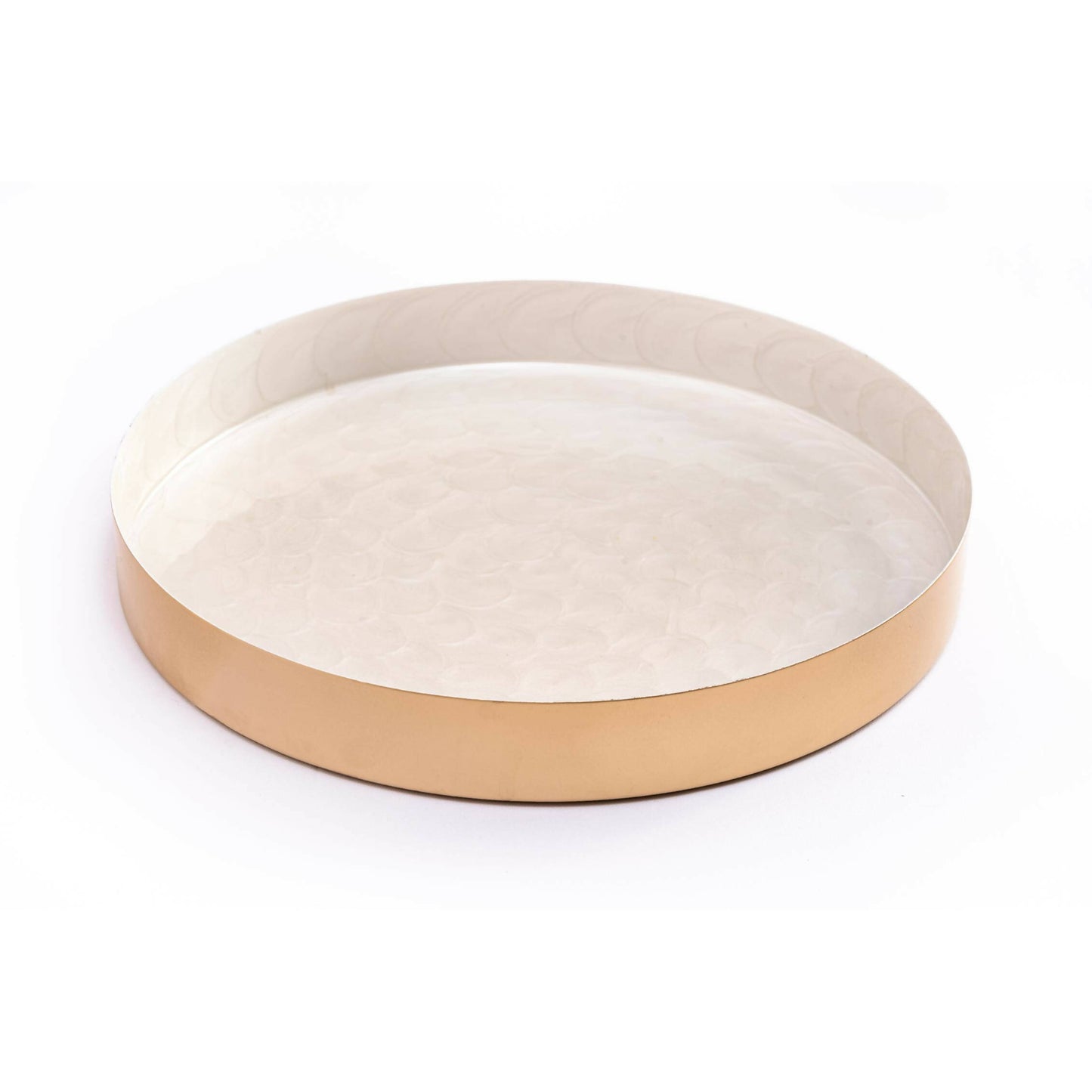 Tray Metal - Shell White Round