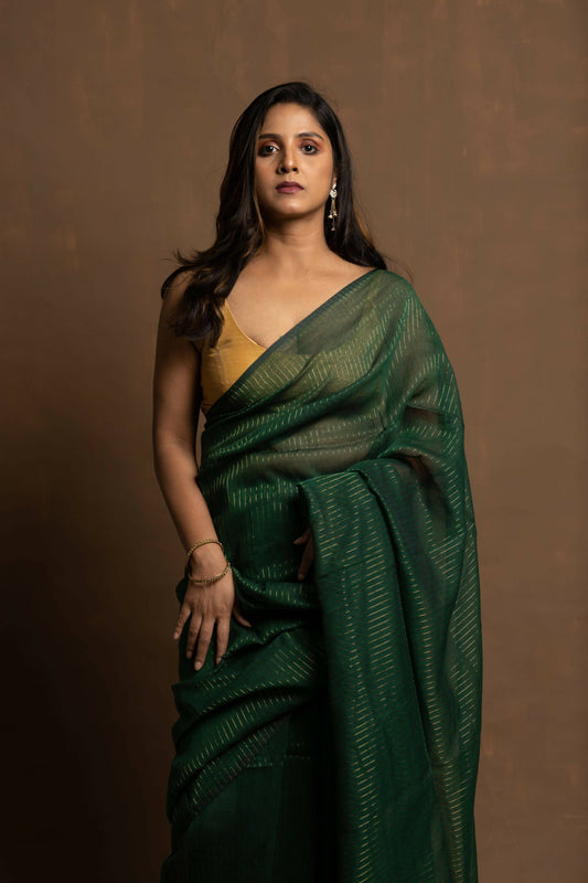 Hara Rang Zari Stripes Saree