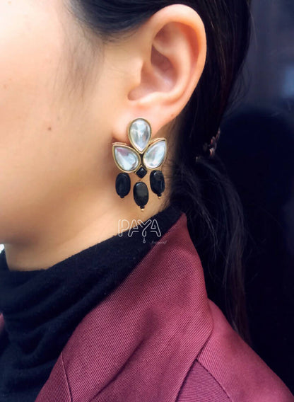 Stone and Kundan Dangler Earrings