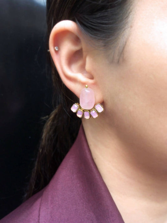 Rose Quartz and Crystal Studs