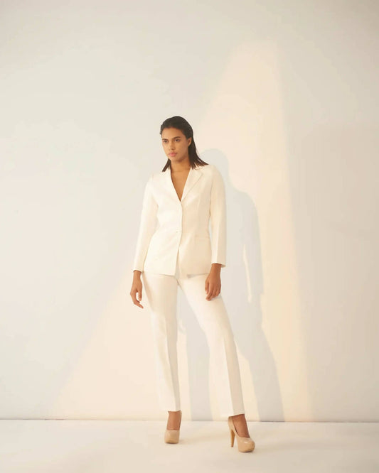 Iconic - White Blazer With Straight Pants (Set)