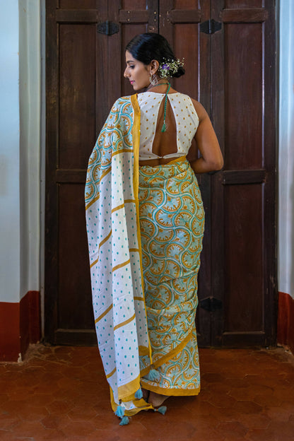 Pankha Mul Cotton Yellow Saree