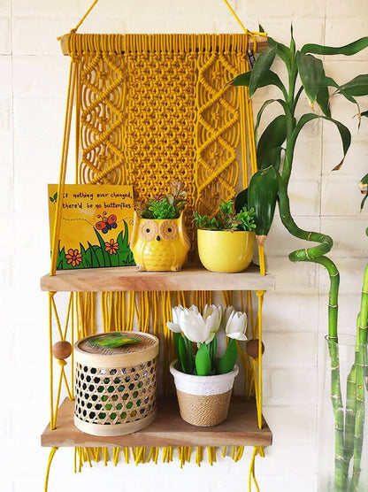 Intricate Macrame Double Wall Shelf