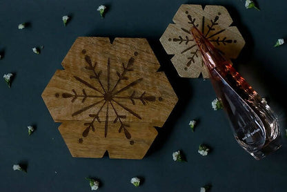 Trivets Wooden Flower Carved