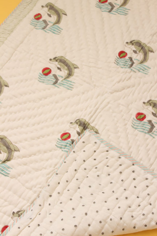 Baby Quilt | Mul Cotton | 0-4 Y | Dolphin Print