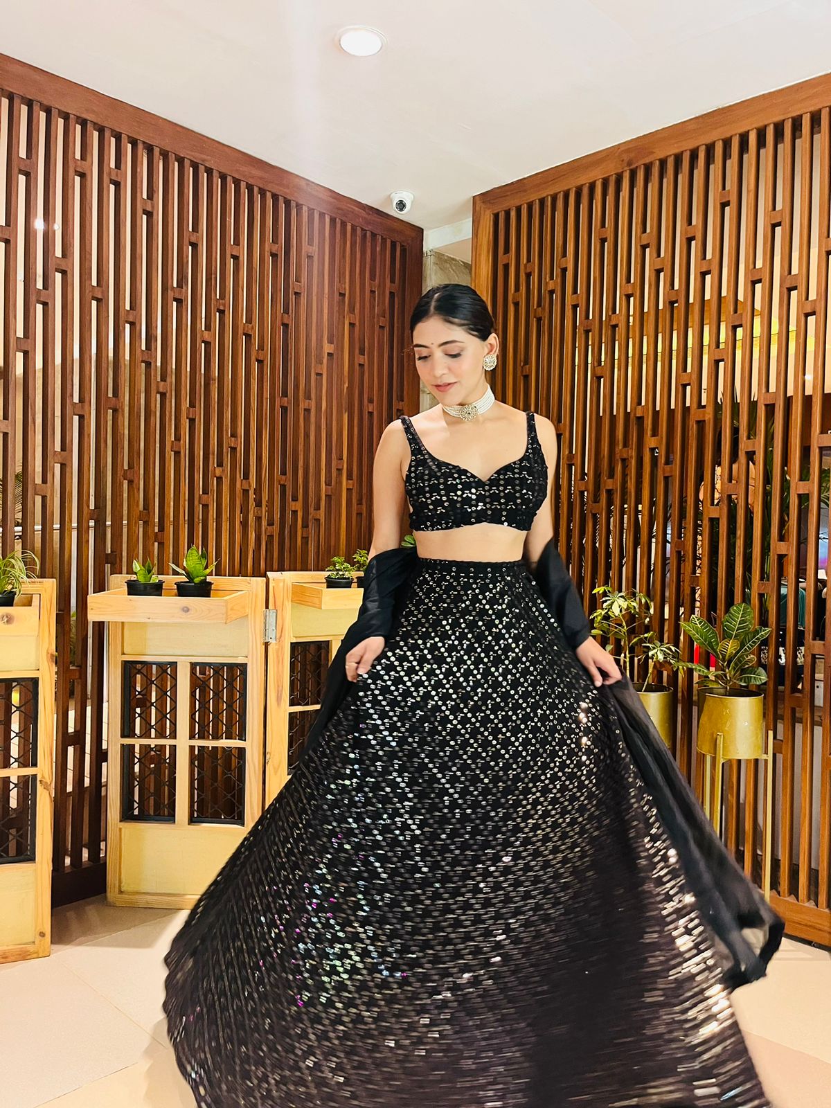 Rida Shimmer Black Lehenga Set