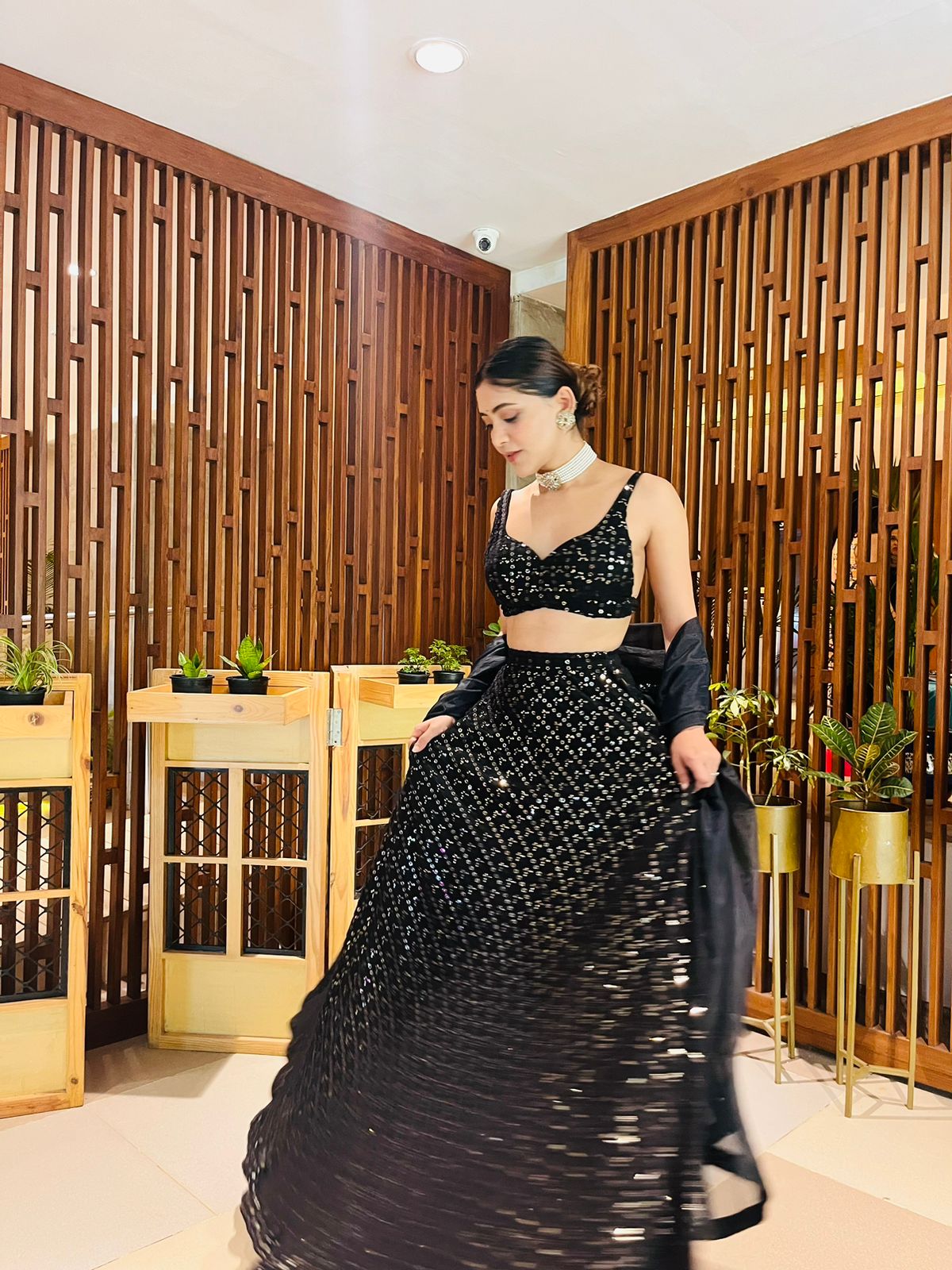 Rida Shimmer Black Lehenga Set