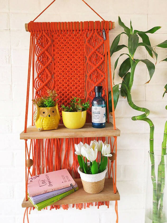 Intricate Macrame Double Wall Shelf