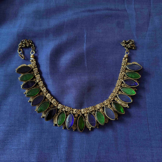 Patta Choker With Glasswork Necklace