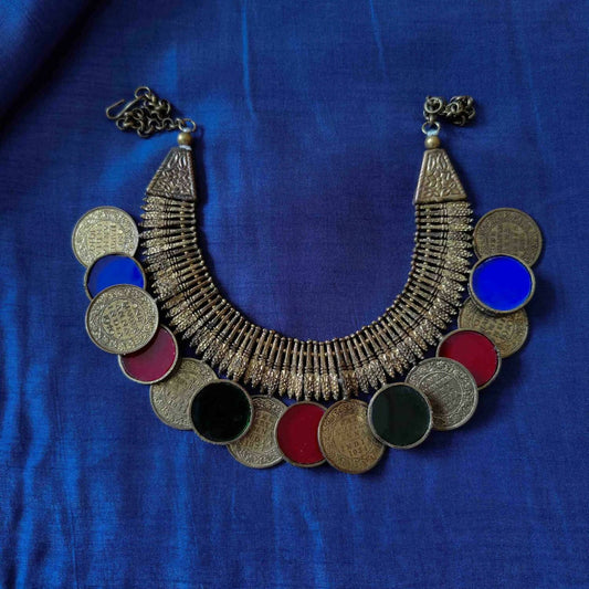 Paisa Choker with Glasswork Necklace