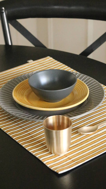 Ochre Mirage Reversible & Wipeable Cotton Placemats