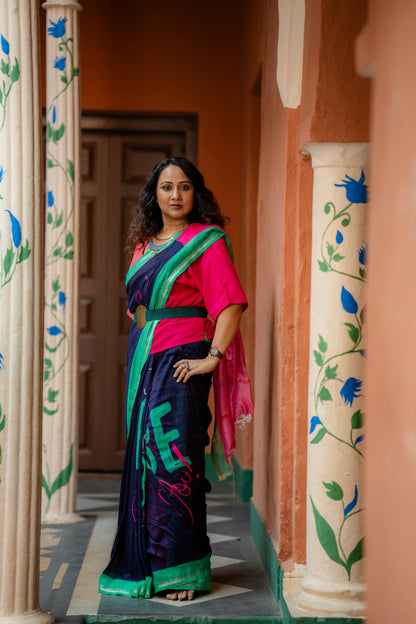 Just Be You Quirky Print Chanderi Saree