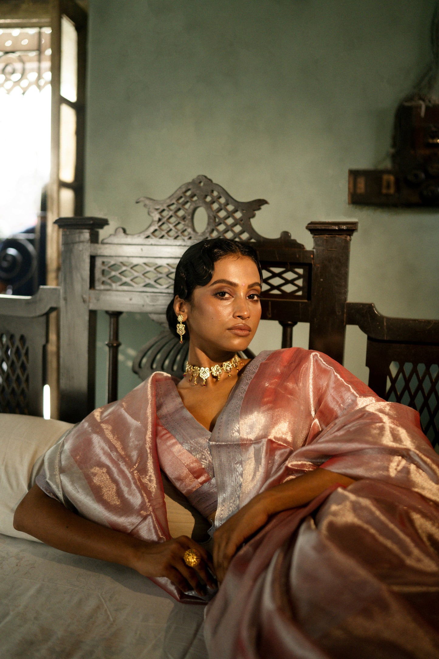 Glory To The Crown Handwoven Mulberry Silk Tissue Saree