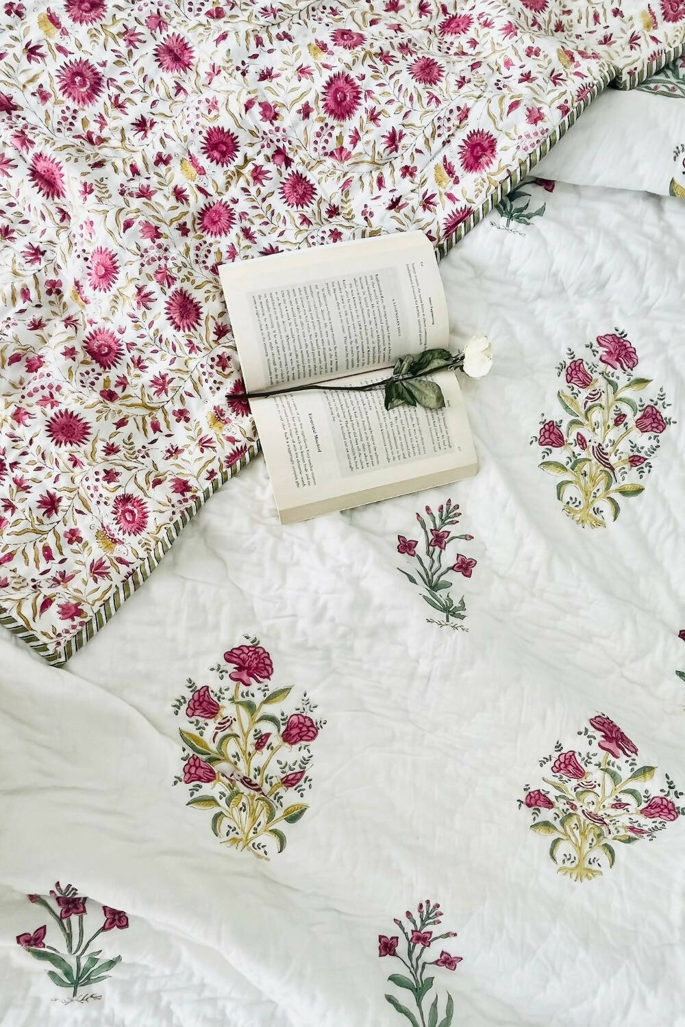 Blossom Hand Block Print Reversible Quilt