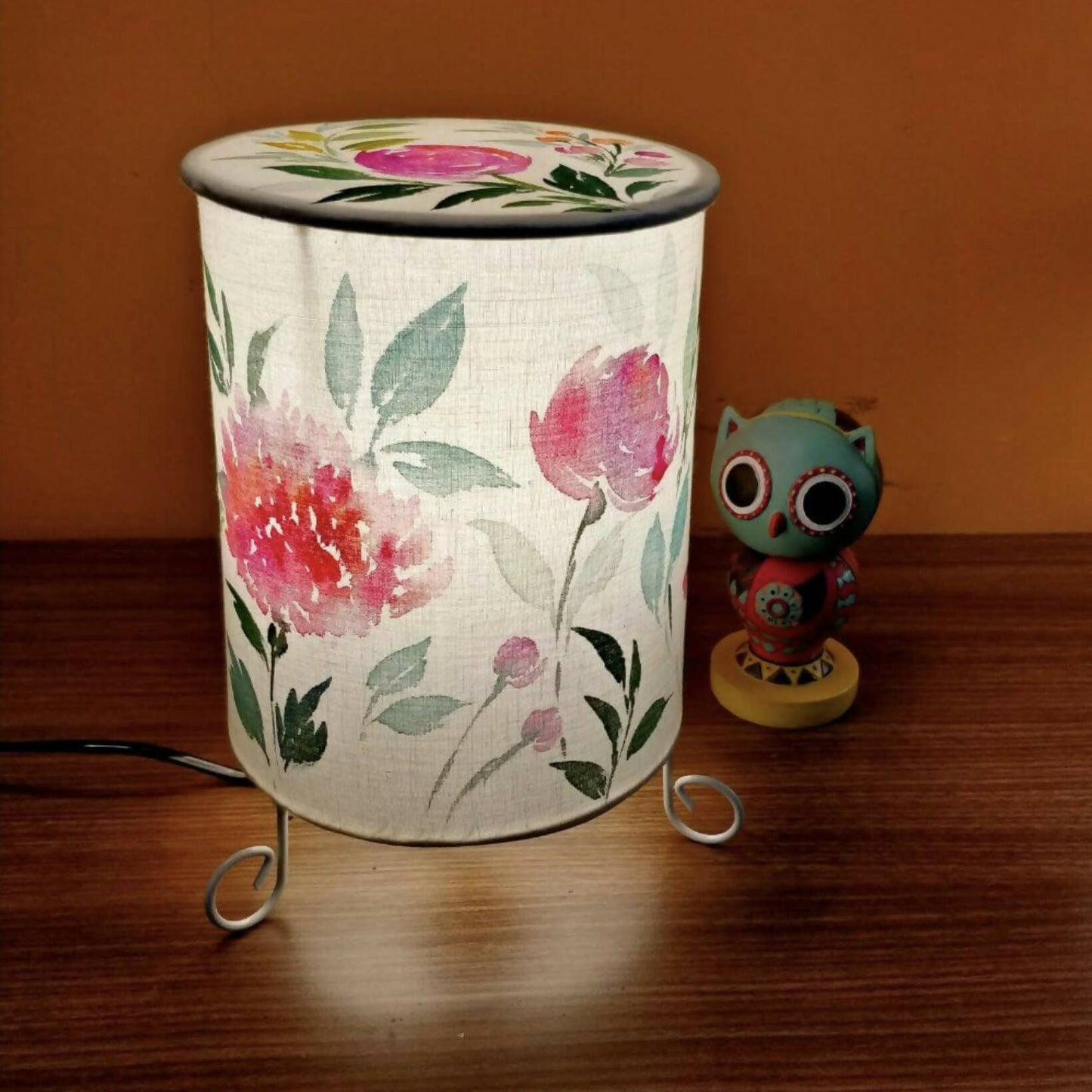 Cylinder Table Lamp - Floral 2 Lamp shade with Lid