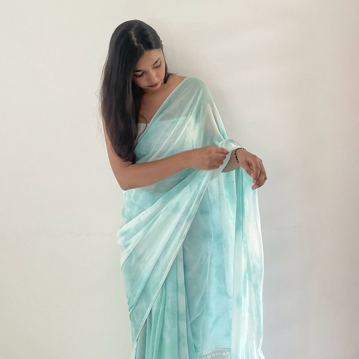 Falak Green Georgette Saree