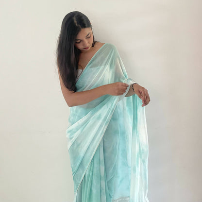 Falak Green Georgette Saree