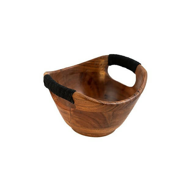 Serving Bowl Wooden Boat with Rope S