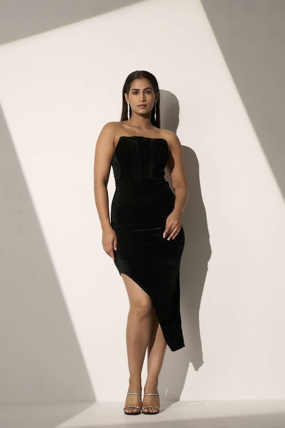 Effortless Luxury Black Velvet Corset Dress