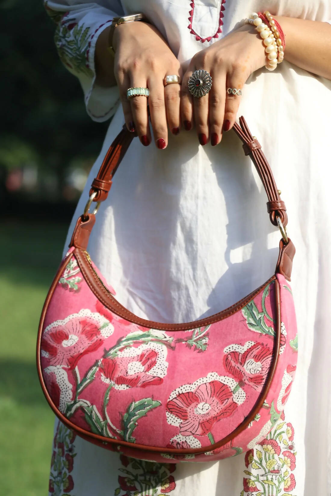 Preety In Pink Half Moon Bag