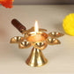 Brass Panch Aarti with Wooden Handle