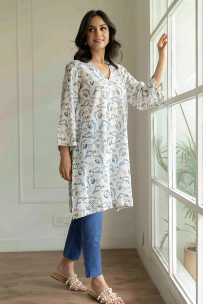 Off White Jaal Printed Kurti