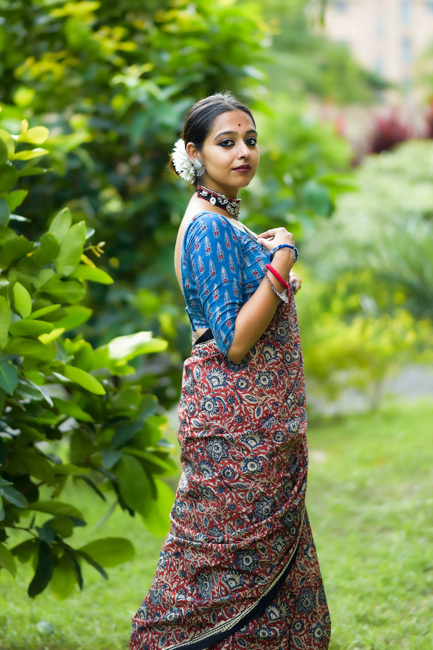 Rosy Affair- Hand Block Print Mulmul Cotton Saree