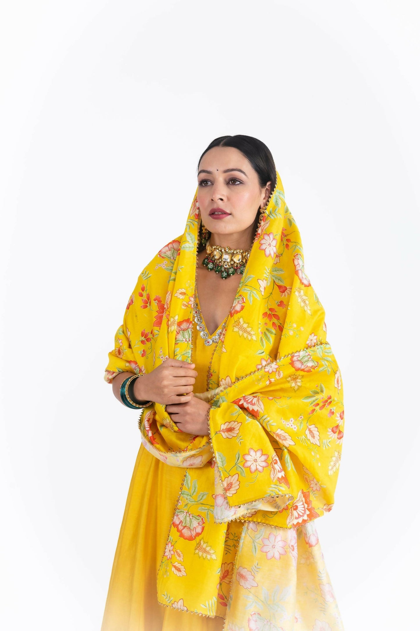 Peela Gulab Anarkali Set