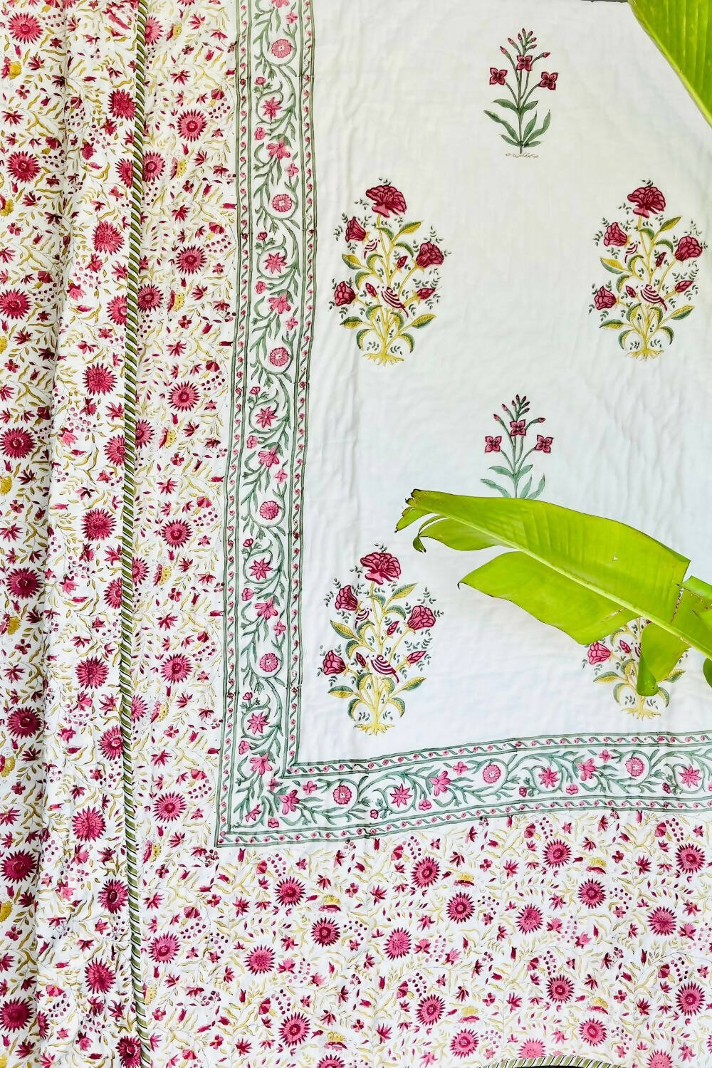 Blossom Hand Block Print Reversible Quilt