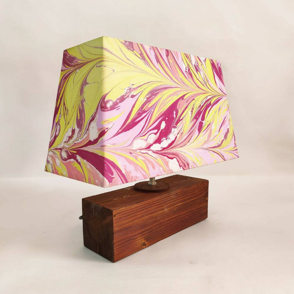 Modern Table Lamp - Marbling | Yellow and Magenta