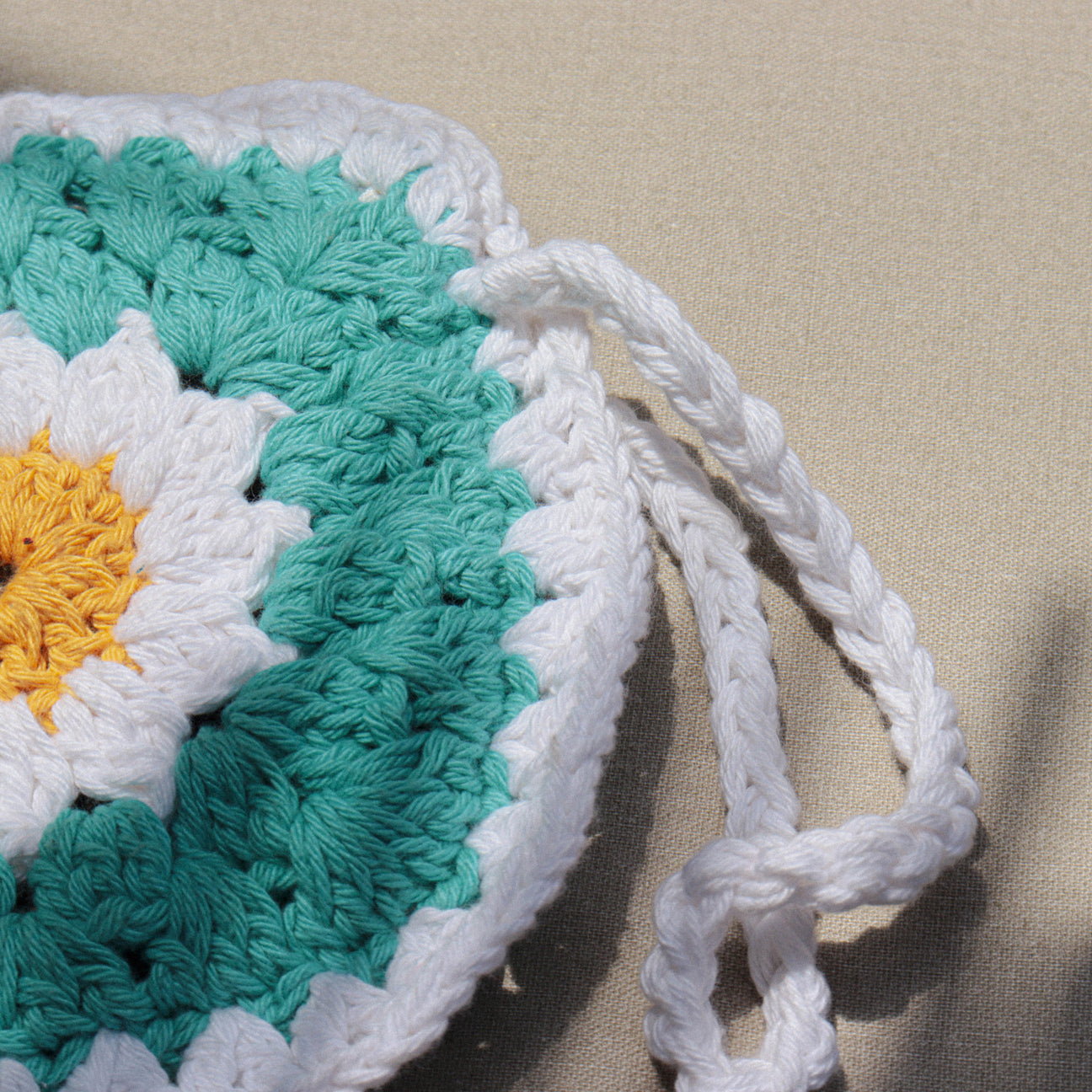 Blue Daisy crochet pouch