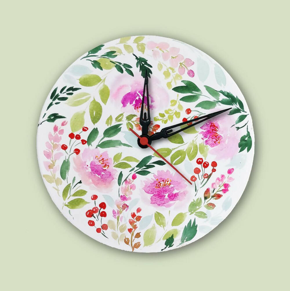 Handpainted Wall Clock - Floral 8