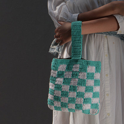 Blue Checkered crochet handbag
