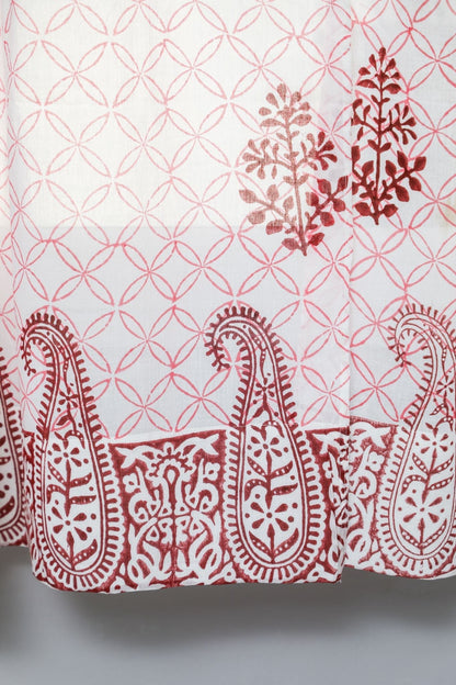 Bunz's Red Bangles Handblock Printed Cotton Window Curtain