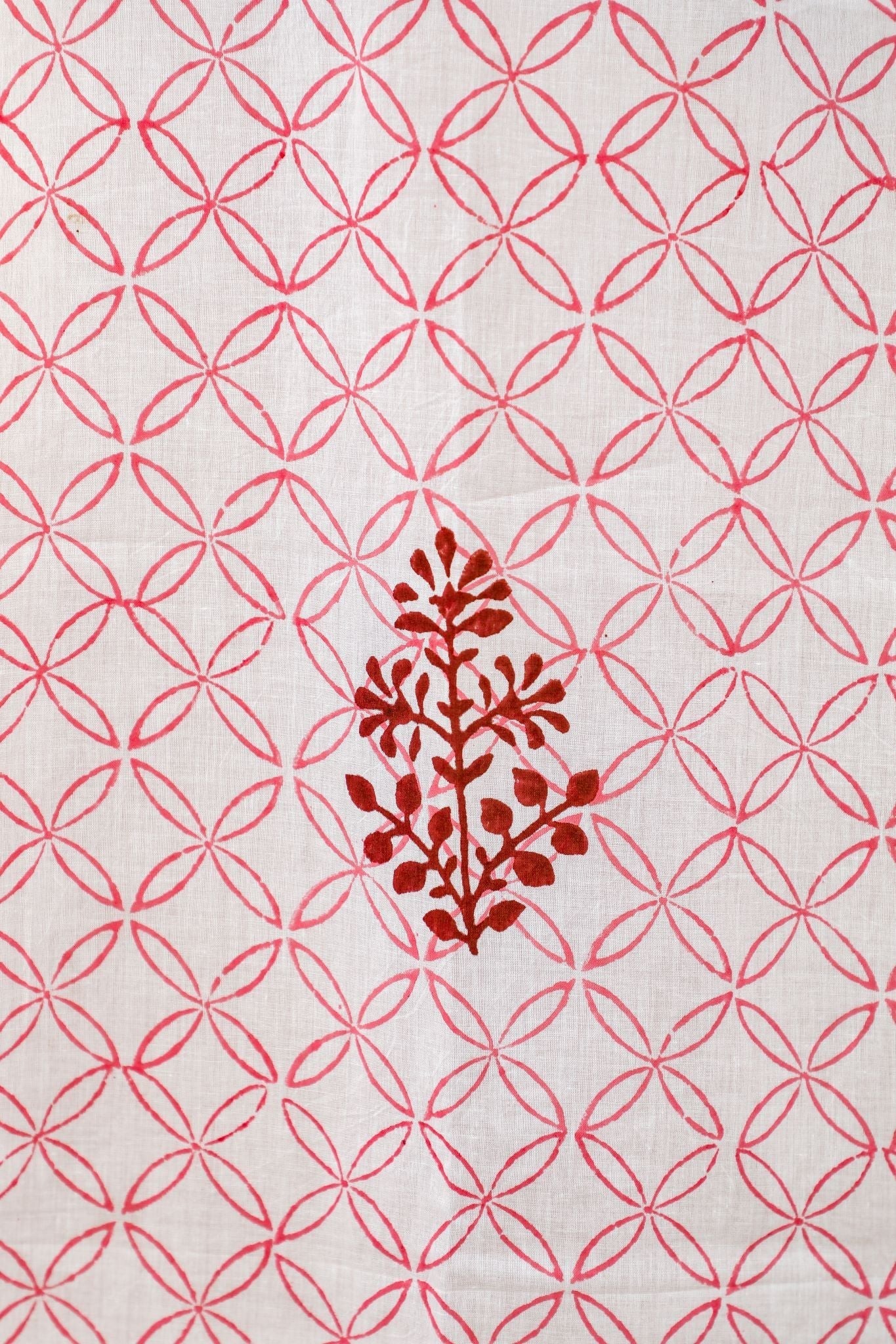 Bunz's Red Bangles Handblock Printed Cotton Window Curtain