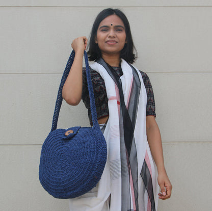 United Urbane Blue crochet shoulder bag