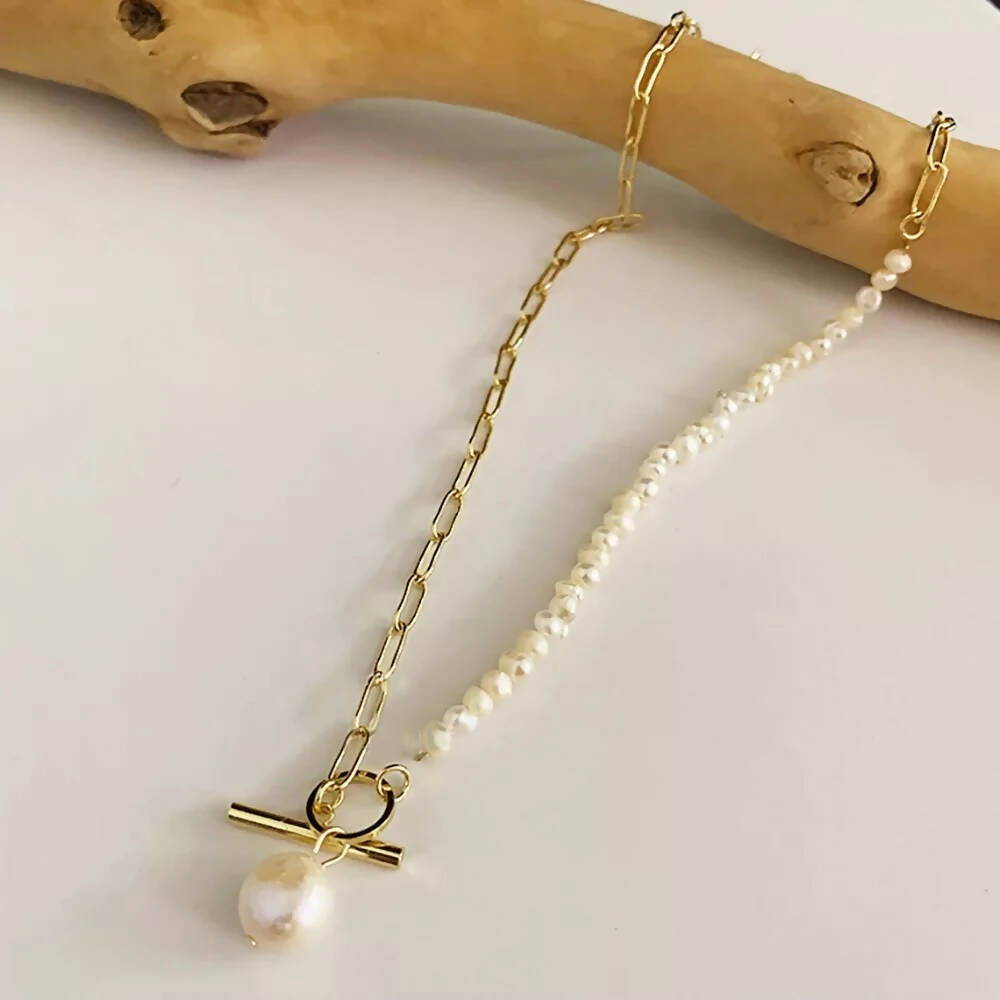 Stella Pearl Paperclip Toggle Necklace