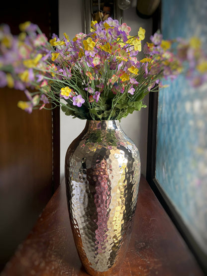 Urn Shape Vase In Hammered Nickel Finish