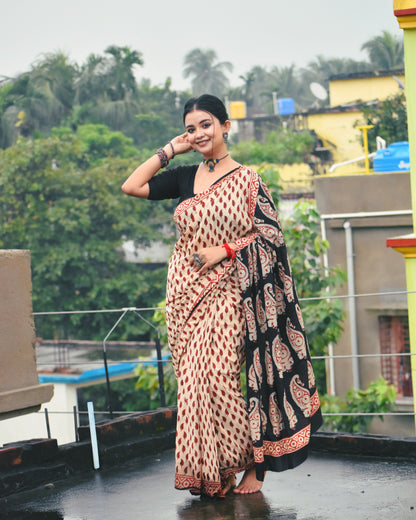 Chirmi Bagru Handblocked Saree