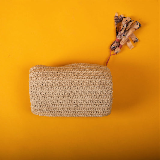 Miniature crochet duffel pouch