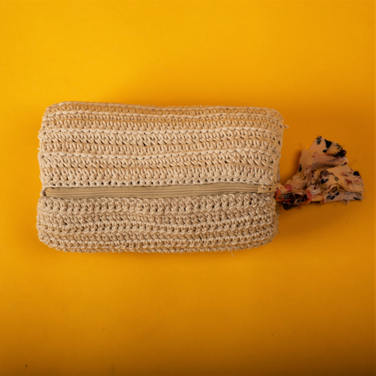 Miniature crochet duffel pouch