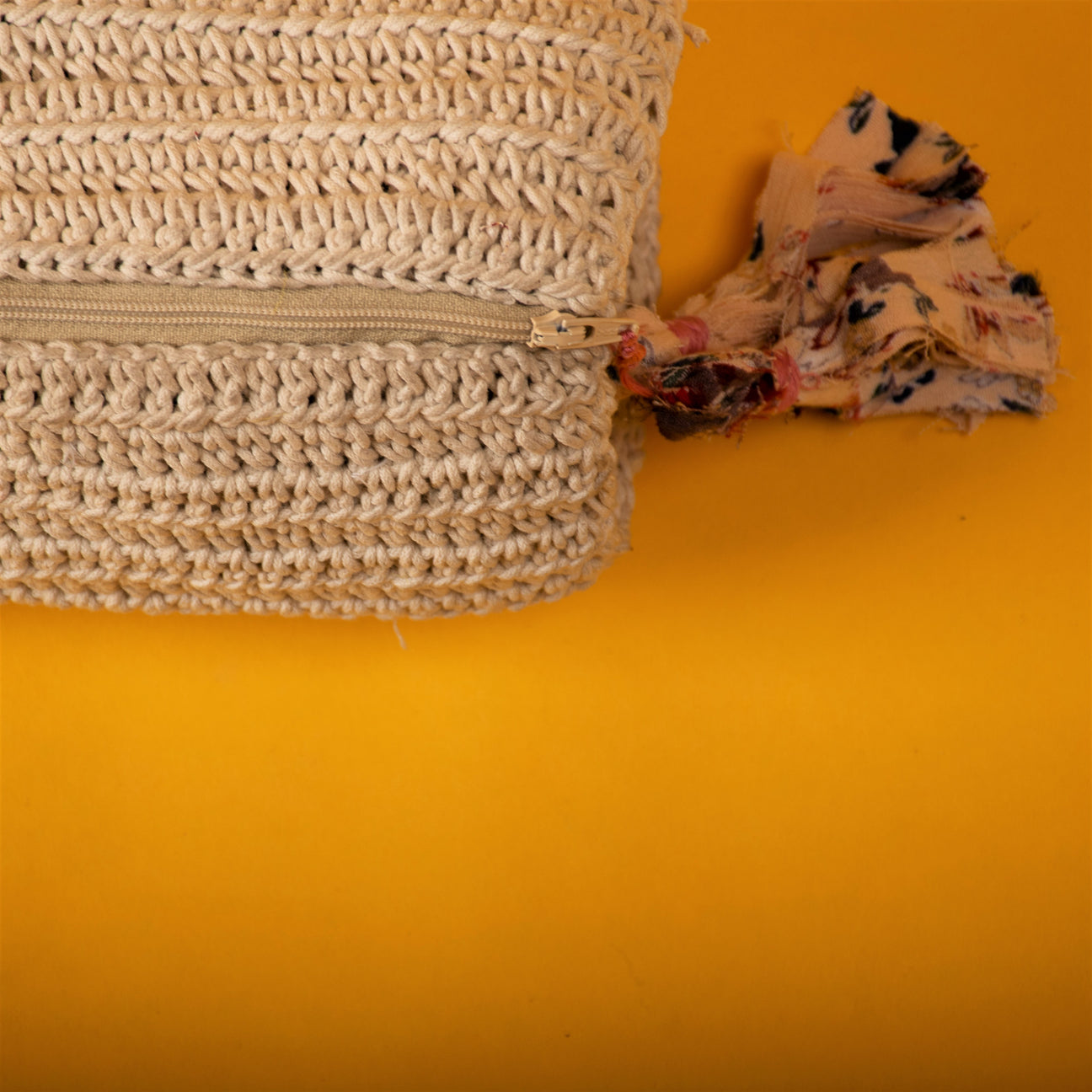 Miniature crochet duffel pouch