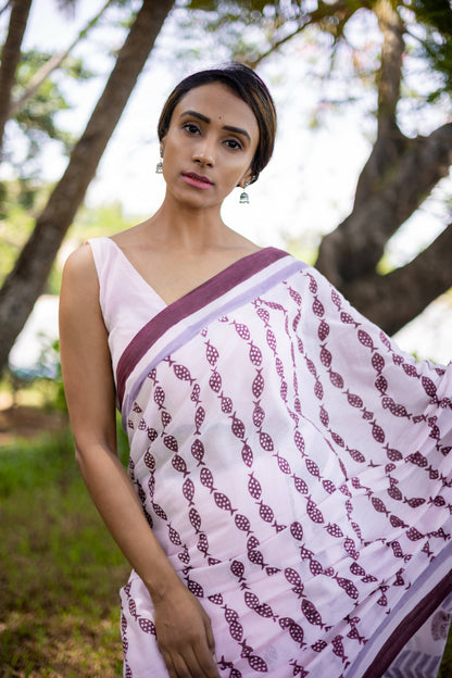 Peixe Mul Cotton Pink Saree