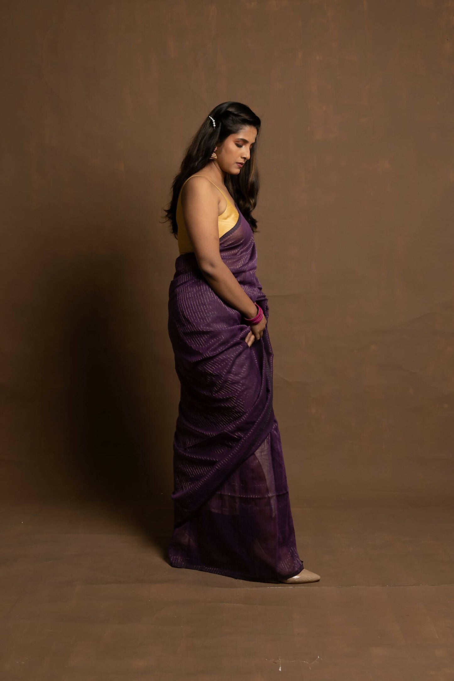 Purple Story Zari Stripes Saree
