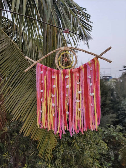 Pink Yellow Evil Eye Dreamcatcher