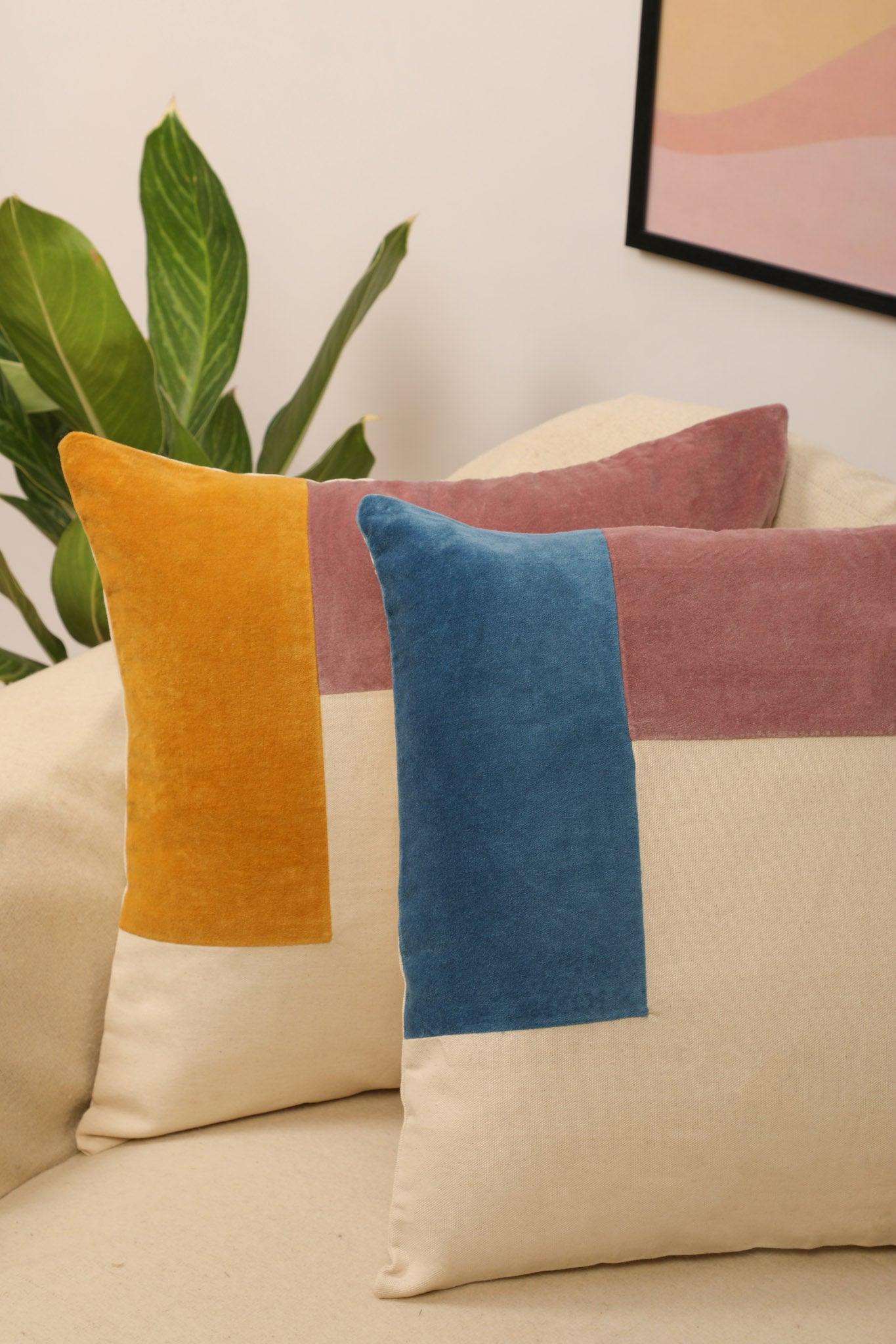 Daylight Cushion Cover - Velvet patchwork