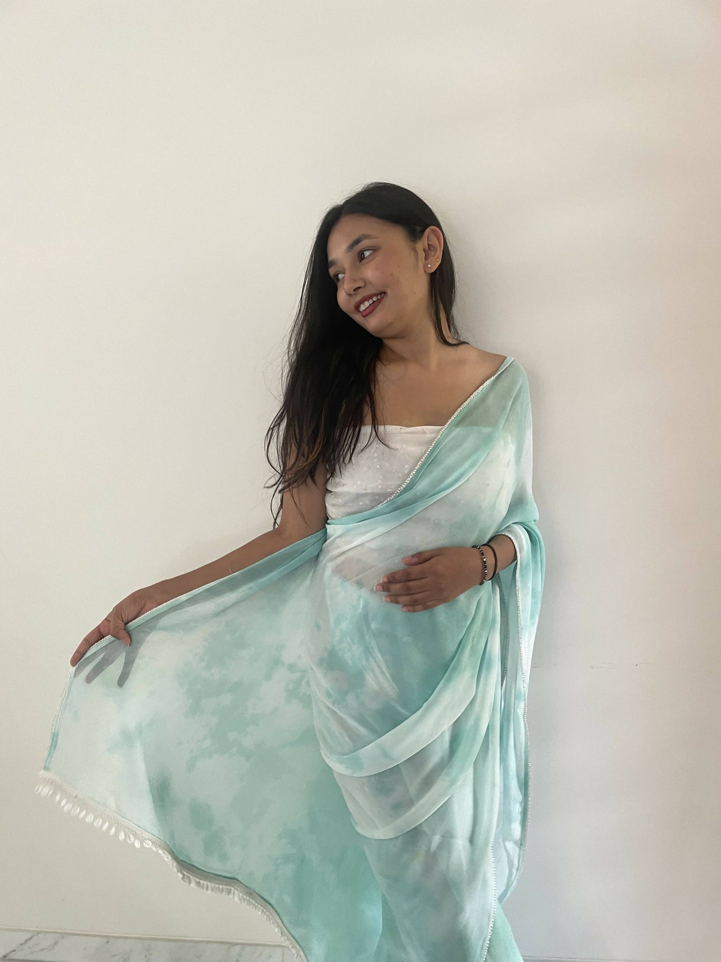 Falak Green Georgette Saree