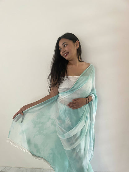 Falak Green Georgette Saree